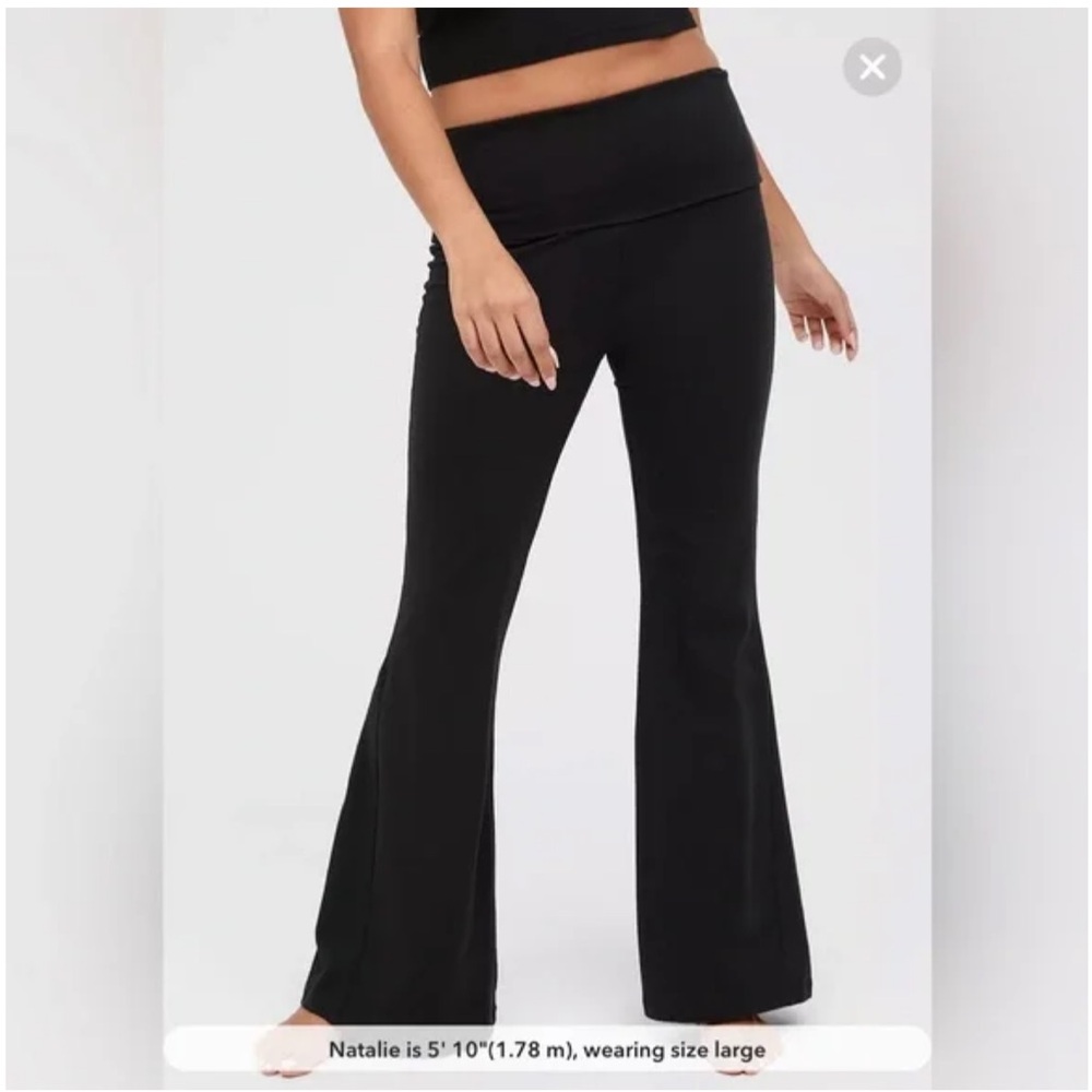 OFFLINE by Aerie Black OG Foldover Super Flare Hi-Rise Legging